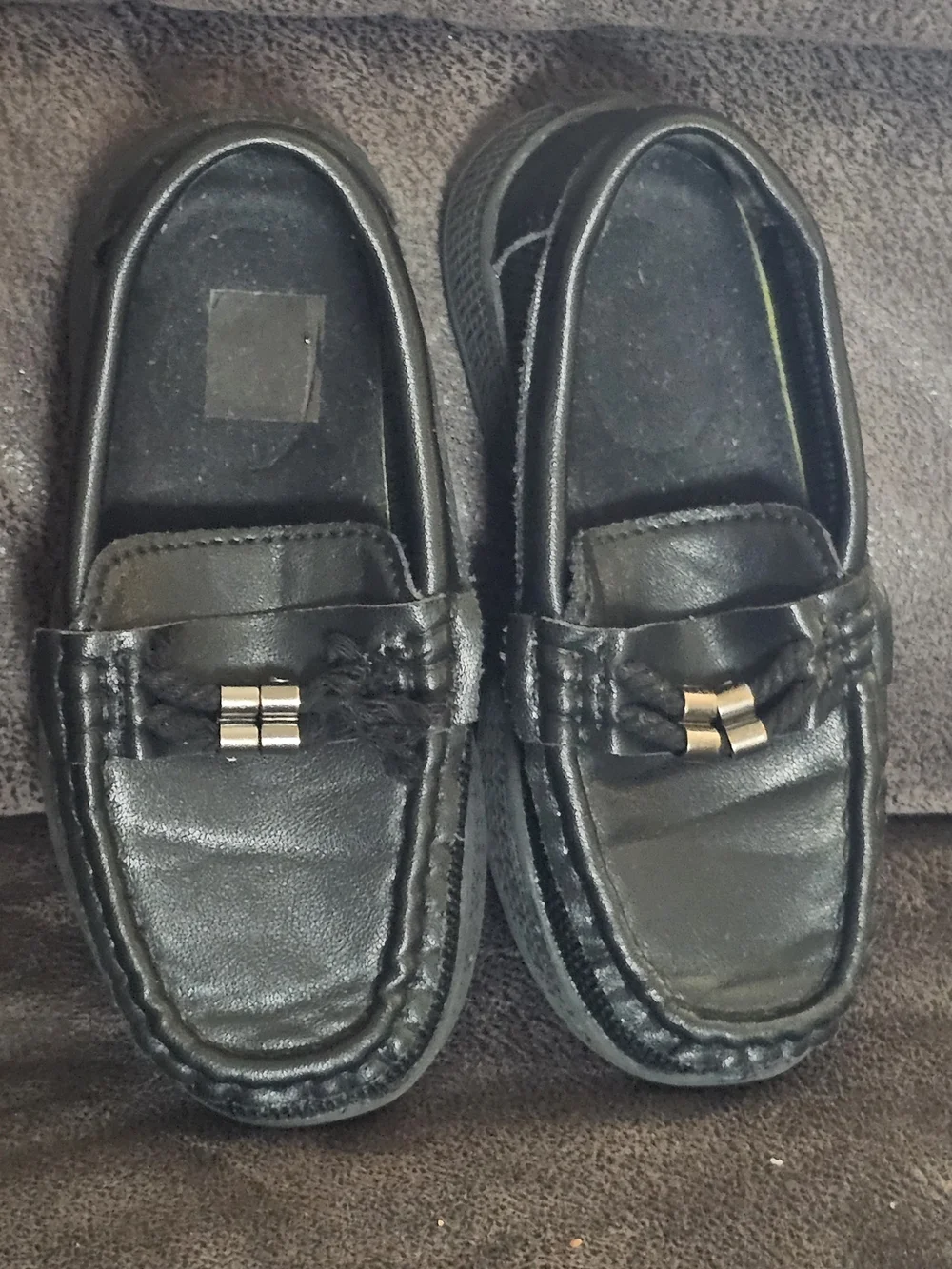 Kids Black Tassel Slip-On Dress Shoes